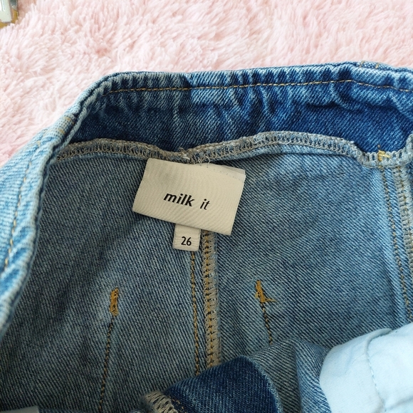 Milk it Mixed Two Tone Denim Flare Leg Jeans Size 26 - Picture 7 of 11